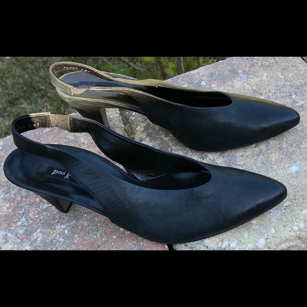 Paul Green  Slingback Heels Pumps Black Leather